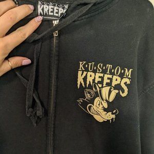 Kustom Kreeps- Scumbag on a black zip hoodie by Sourpuss Size Large